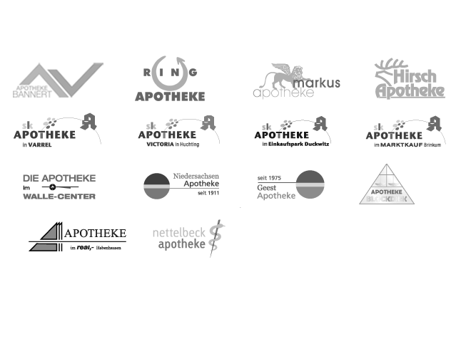 Die Logos aller Apotheken im Gesundheitsnetz Bremen